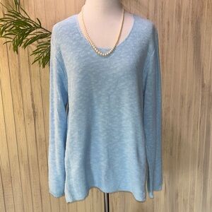 Avalin Light Blue Cotton Knit Sweater, Large, Lagenlook, EUC